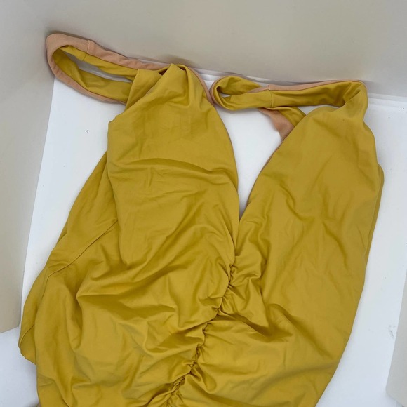 Vicious Young Babes Ruched Front One Piece Swimsuit Daylight Honey Yellow LARGE - Picture 4 of 8